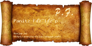 Panitz Fülöp névjegykártya